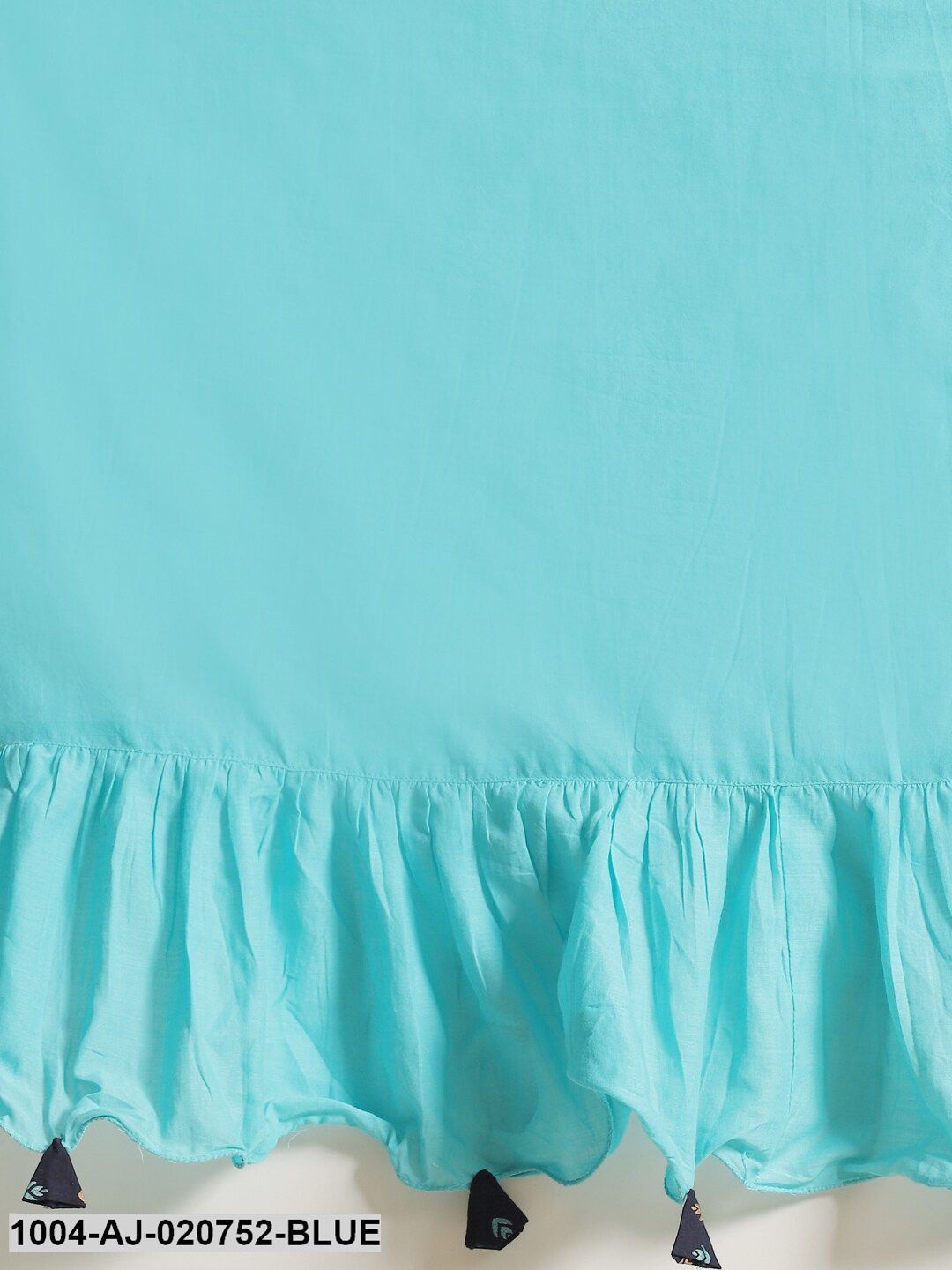 Blue Solid Ruffled Saree