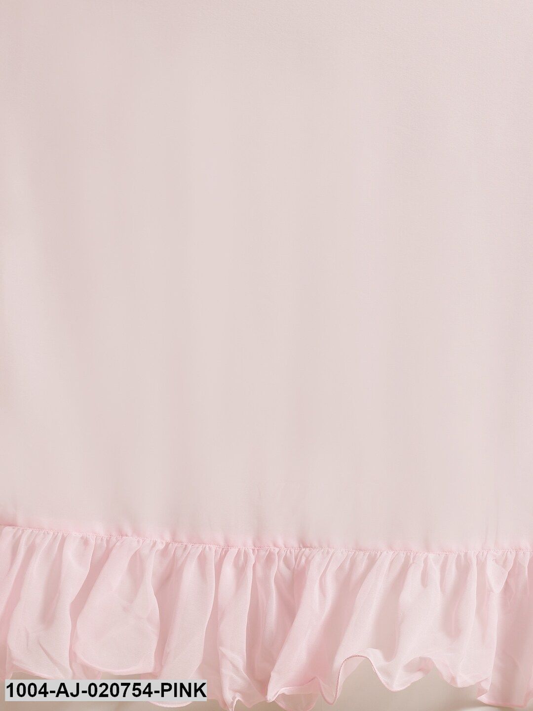 Pink Solid Pure Georgette Ruffle Saree