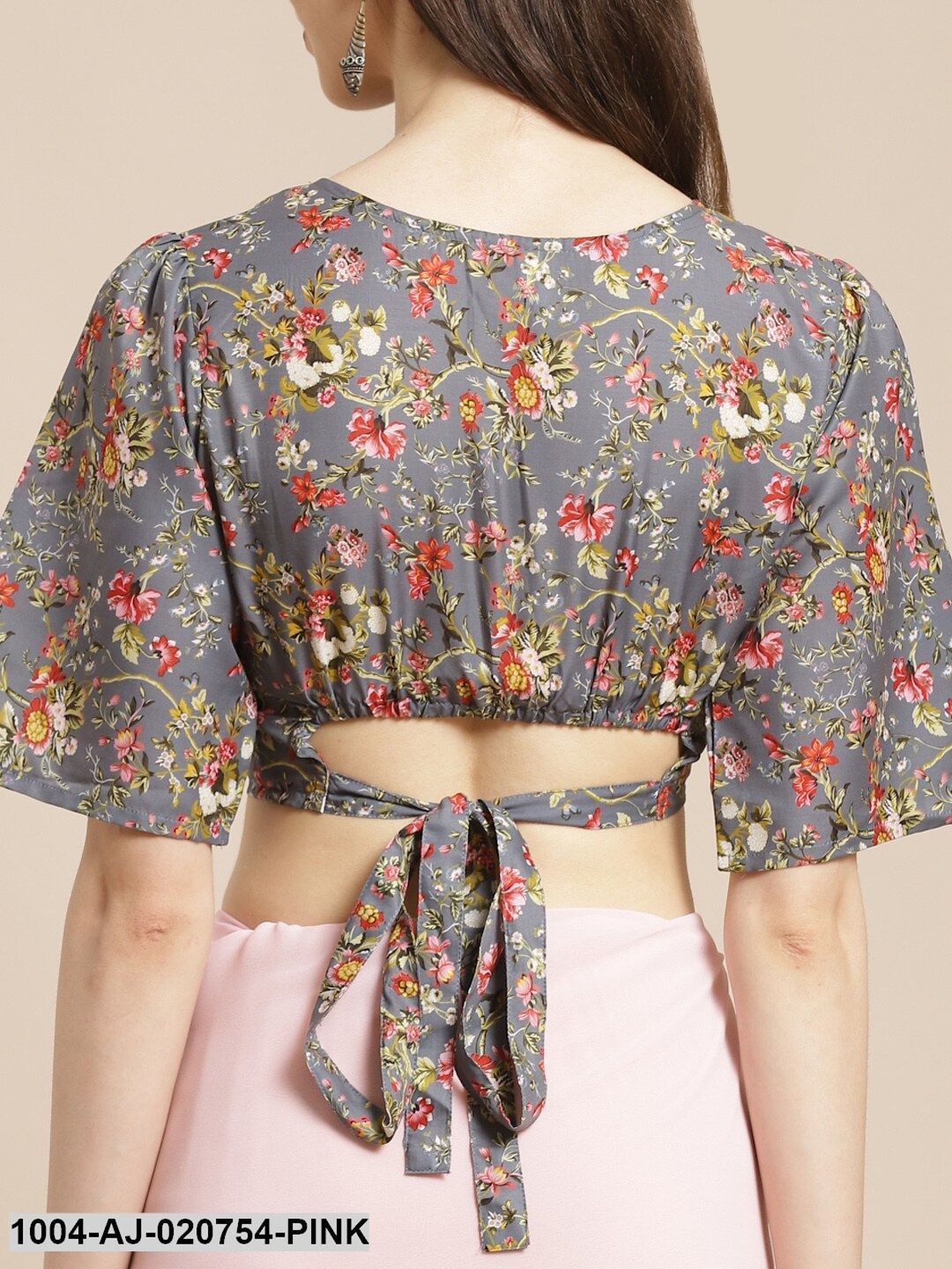 Pink Solid Pure Georgette Ruffle Saree