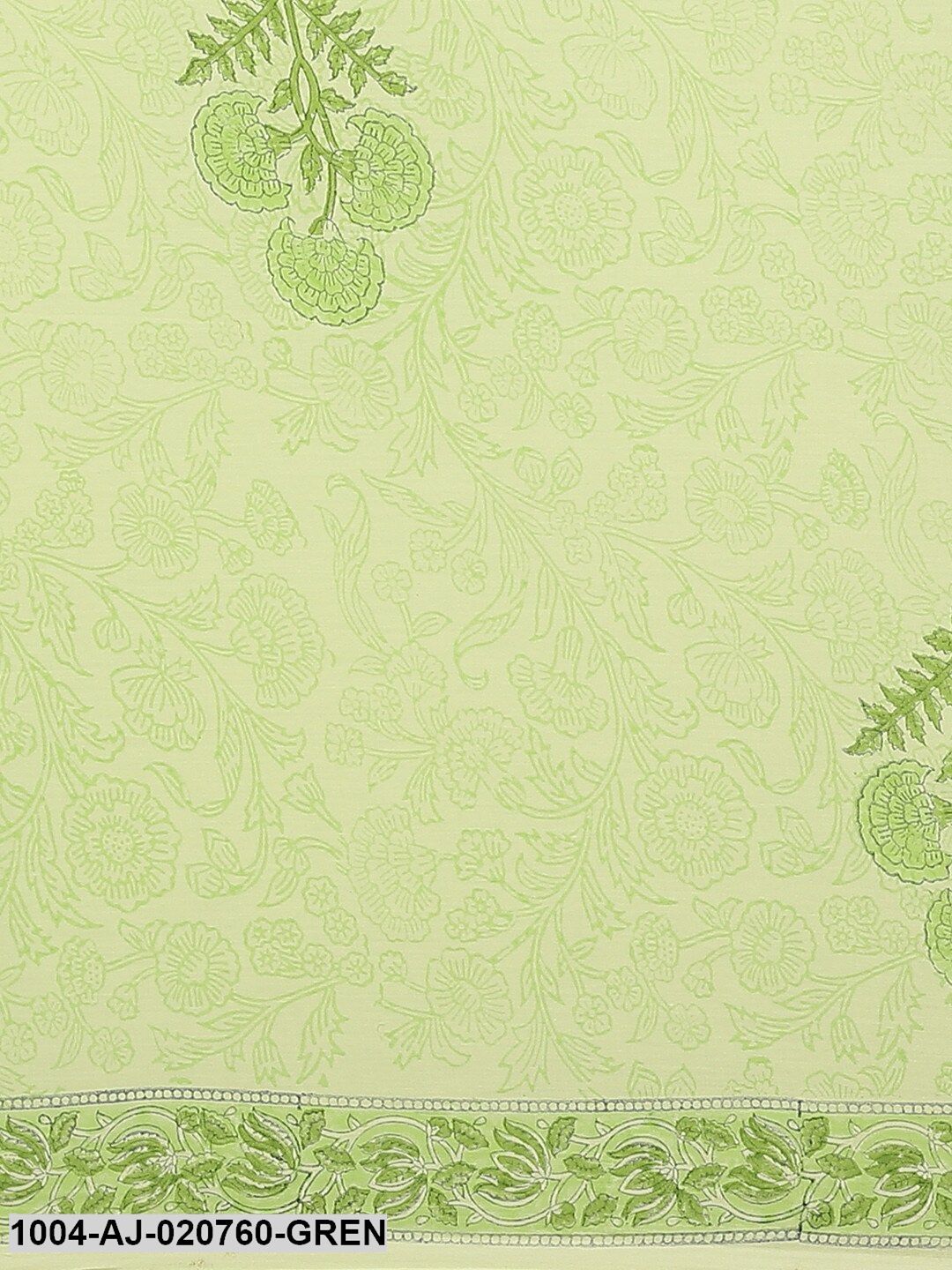 Green Printed Pure Cotton Saree