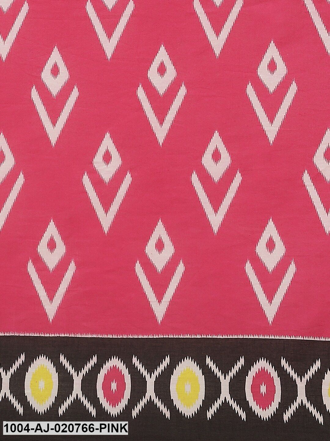 Pink & White Pure Cotton Printed Saree