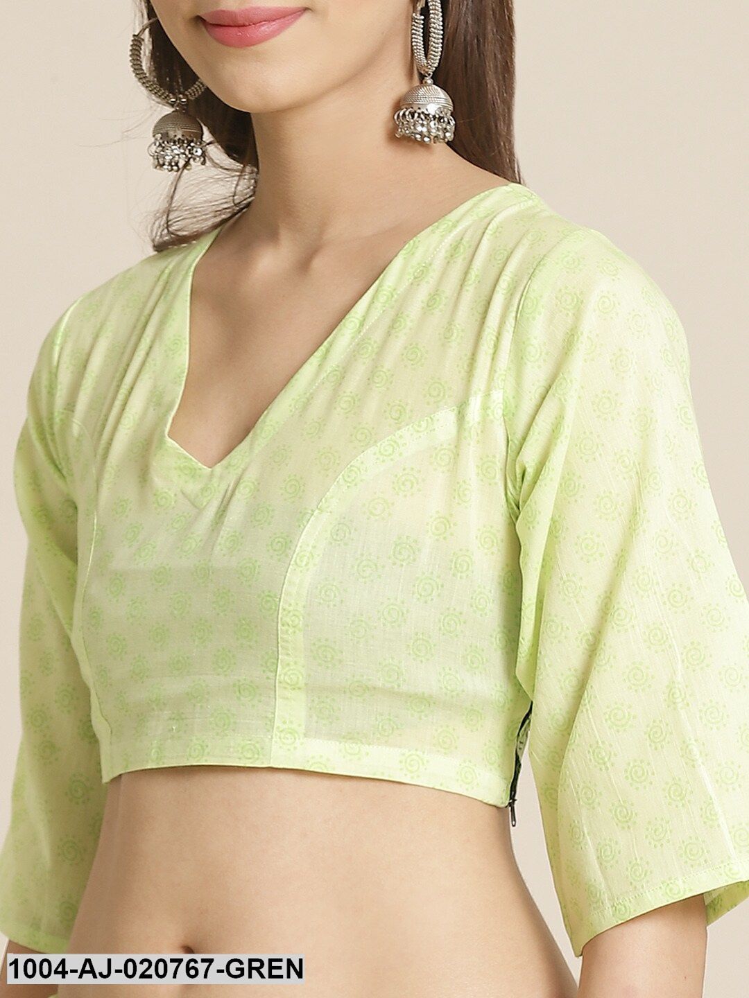 Green Printed Pure Cotton Saree