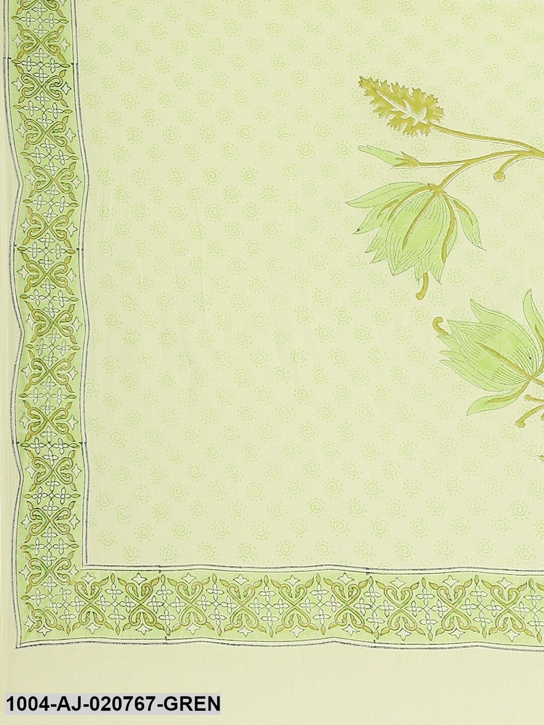 Green Printed Pure Cotton Saree