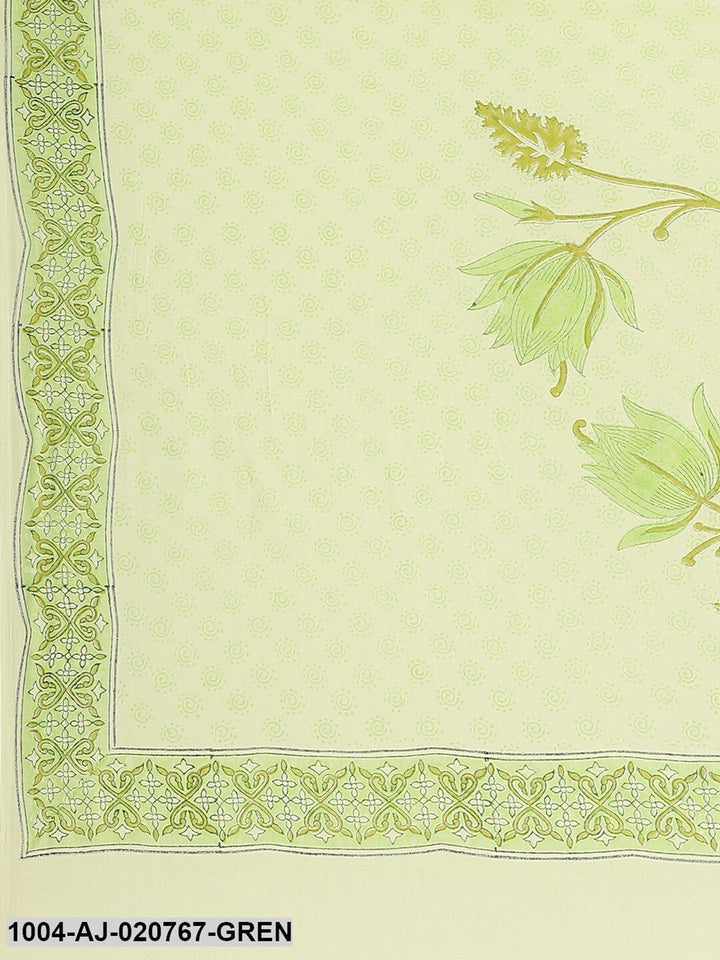 Green Printed Pure Cotton Saree