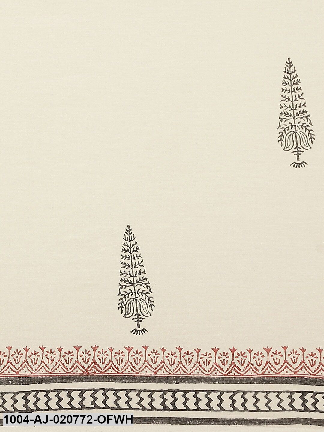 Off-White & Black Pure Cotton Printed Saree