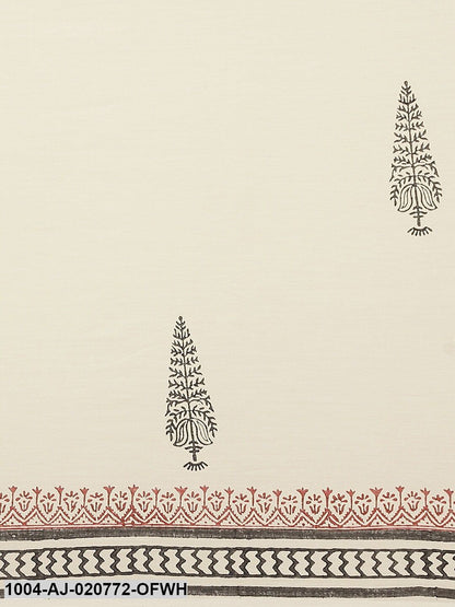 Off-White & Black Pure Cotton Printed Saree