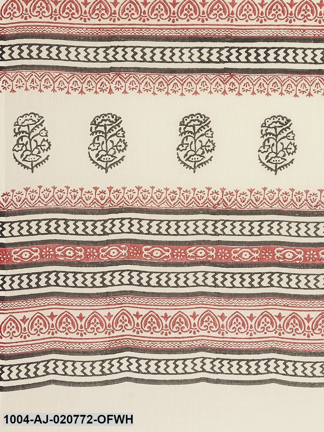 Off-White & Black Pure Cotton Printed Saree