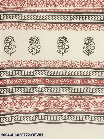 Off-White & Black Pure Cotton Printed Saree