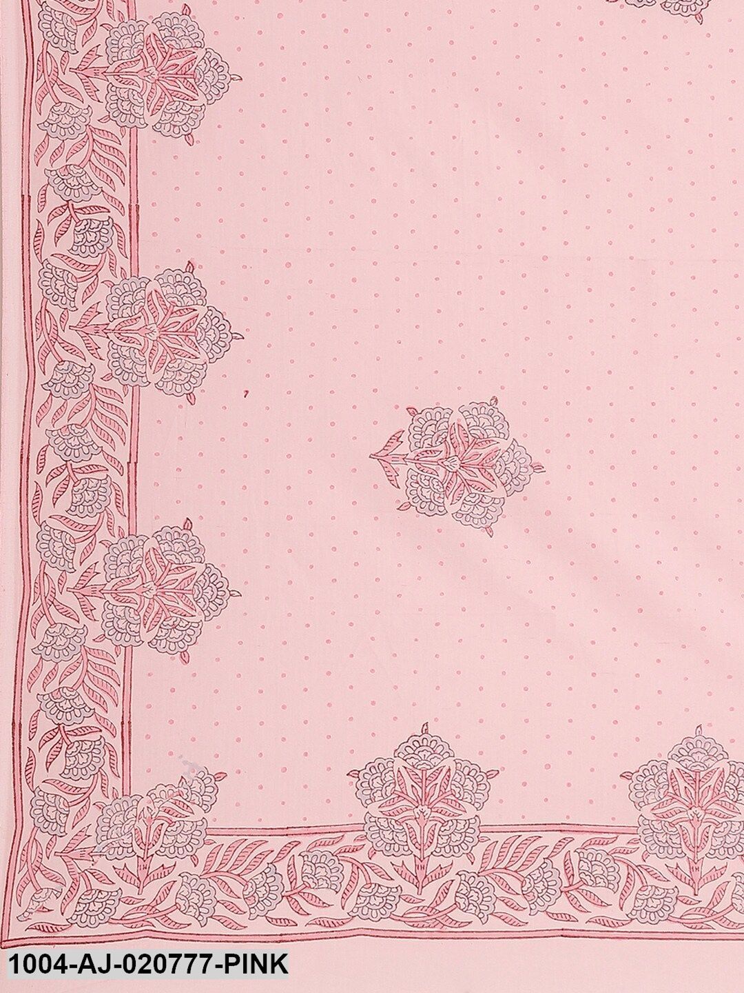 Pink & Blue Pure Cotton Printed Saree