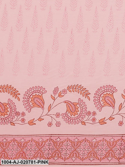 Pink Pure Cotton Printed Saree