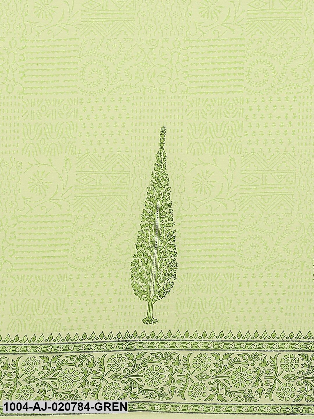 Green Pure Cotton Printed Saree