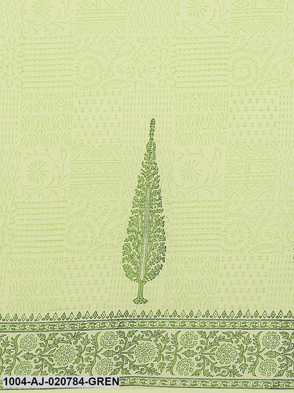 Green Pure Cotton Printed Saree