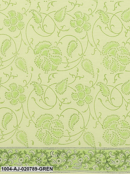 Green Printed Pure Cotton Saree
