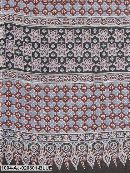 Blue & Maroon Pure Cotton Printed Saree