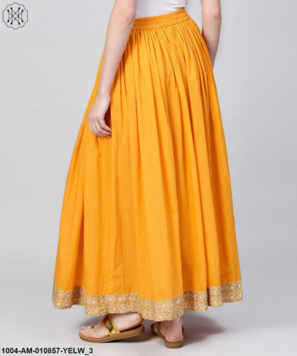 Yellow Ankle Length Cotton Flared Skirt