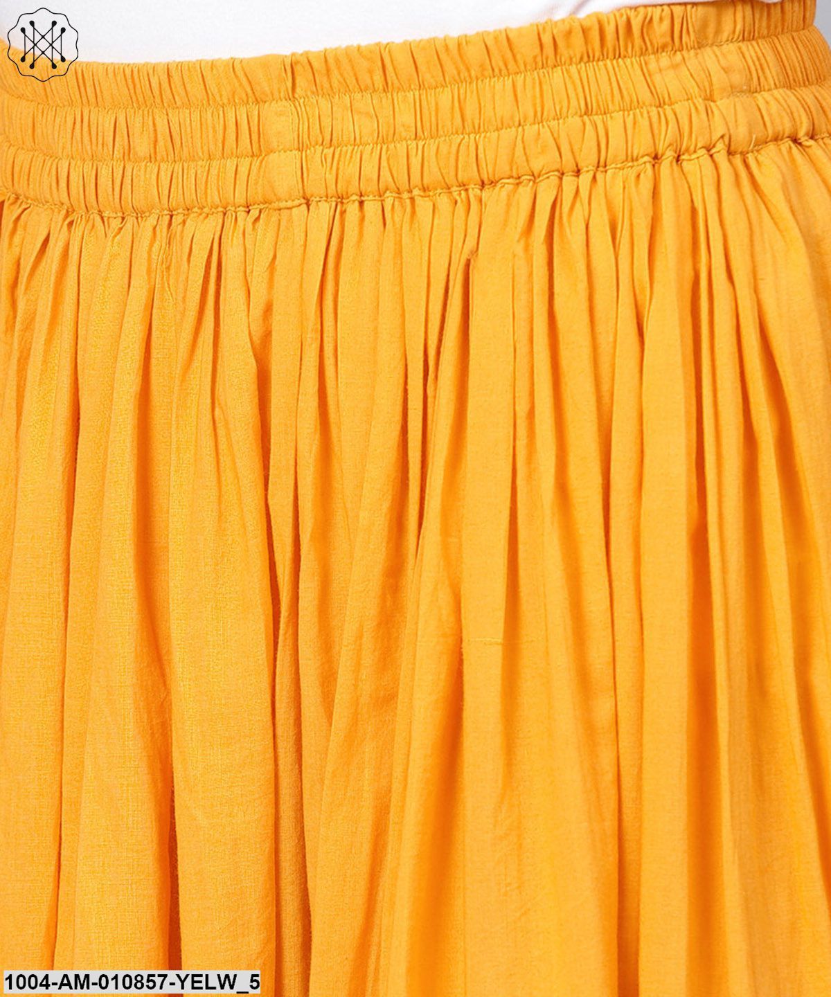 Yellow Ankle Length Cotton Flared Skirt
