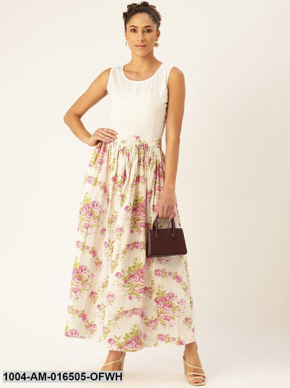 Off white Floral Printed Skirt