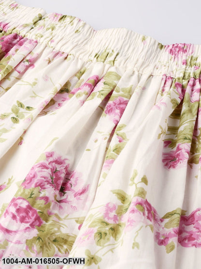 Off white Floral Printed Skirt