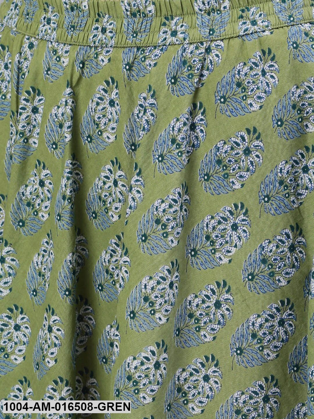 Green printed maxi skirt