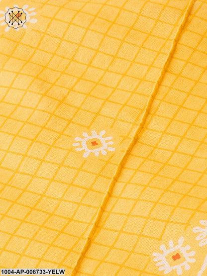 Yellow floral & checks printed A-line top