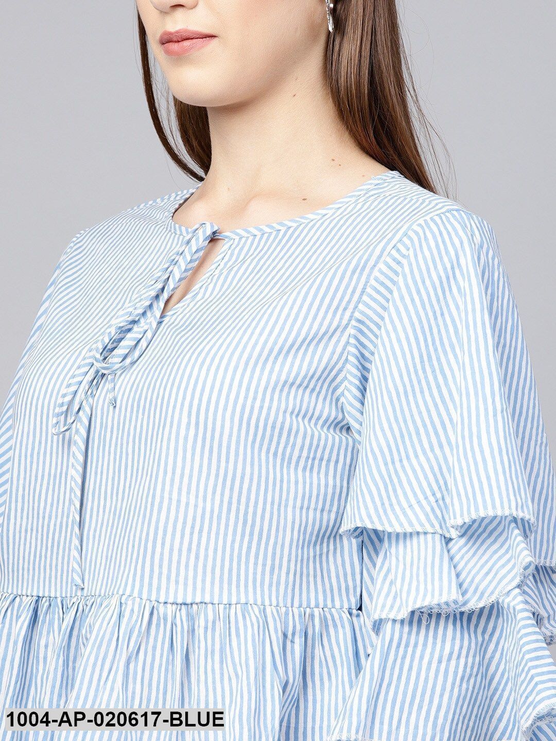 Blue & White Striped A-Line Top