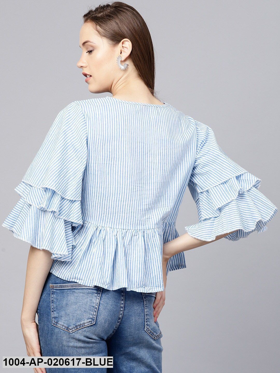 Blue & White Striped A-Line Top