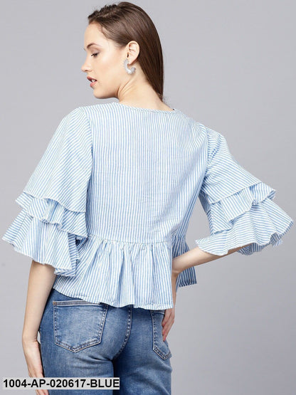 Blue & White Striped A-Line Top