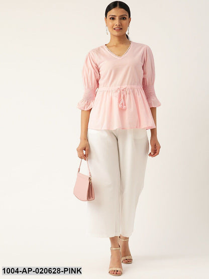 Pink Solid A-Line Top
