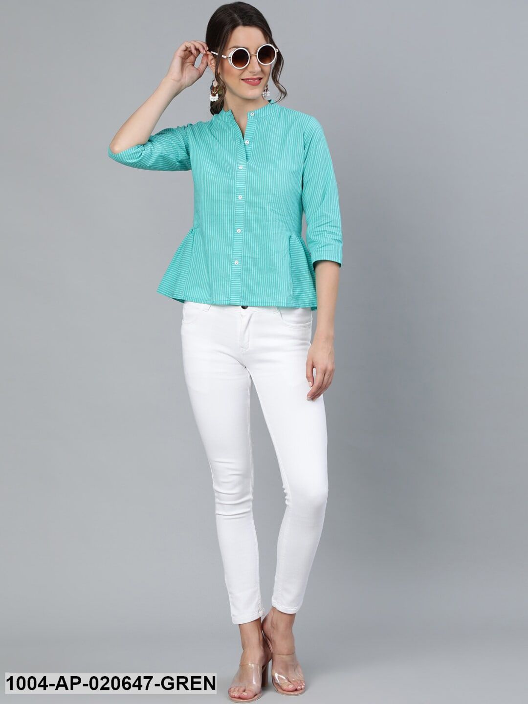 Andequal big collar peplum sweat / Gray Black Peplum Shirt With