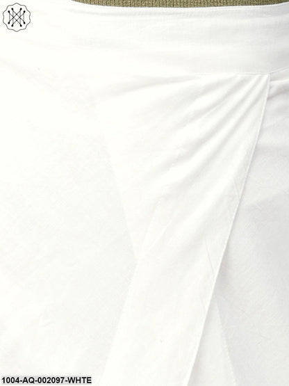 Solid White Ankle Length Cotton Tulip Pant