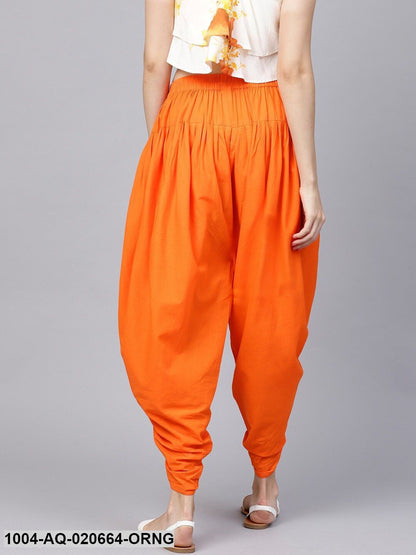Orange Regular Fit Solid Dhoti Pants