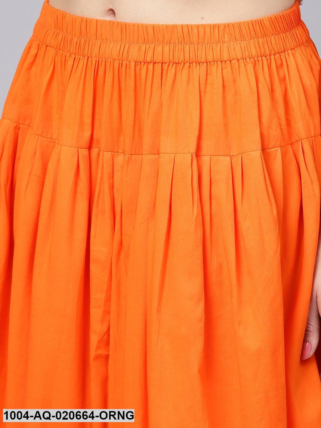 Orange Regular Fit Solid Dhoti Pants