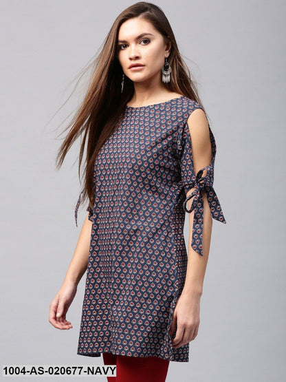 Navy & Maroon Printed Tunic
