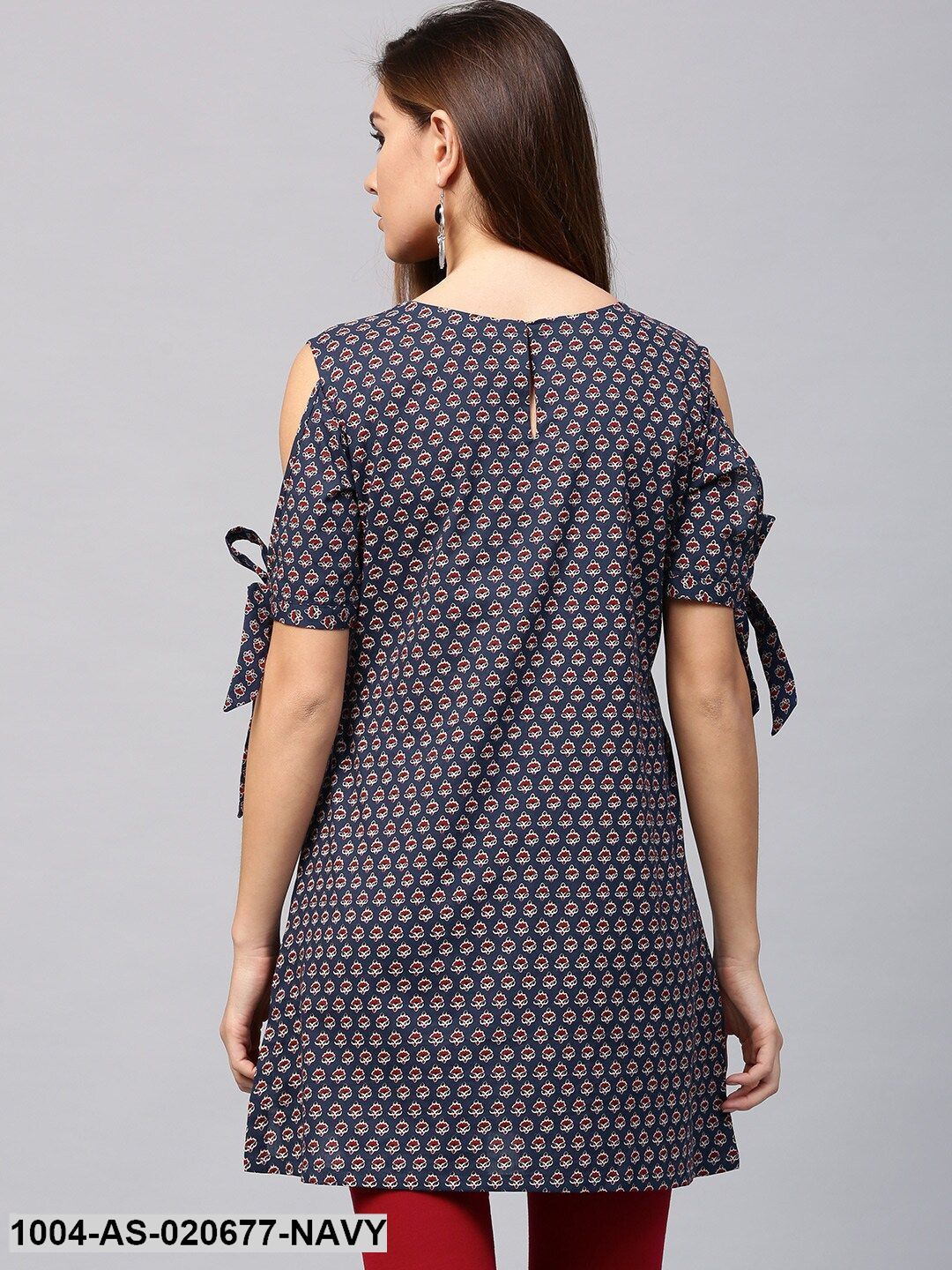 Navy & Maroon Printed Tunic