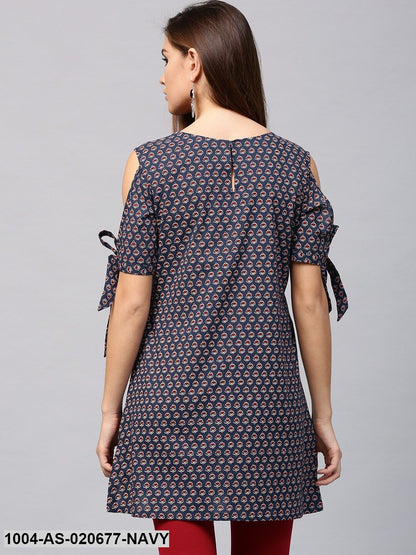 Navy & Maroon Printed Tunic