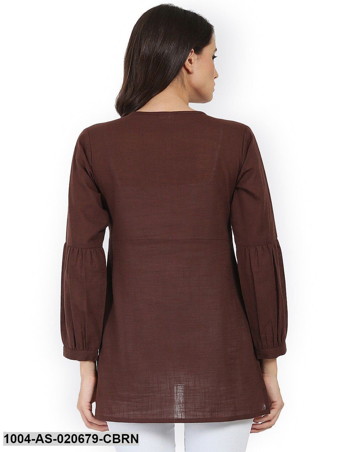 Coffee Brown Solid Pleated Tunic