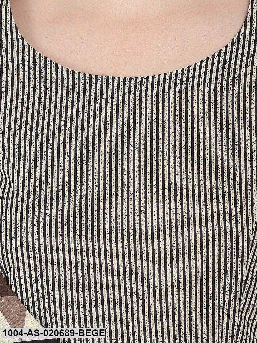 Beige & Brown Printed Layered A-Line Tunic