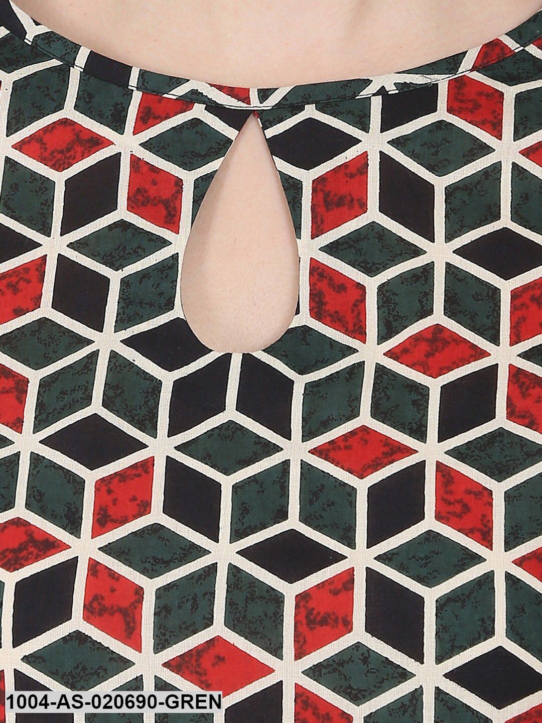 Green & Red Printed Tunic