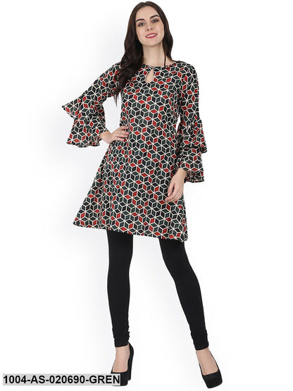Green & Red Printed Tunic
