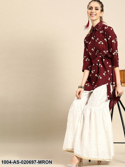 Asymmetric Tunic With front tie-up detail