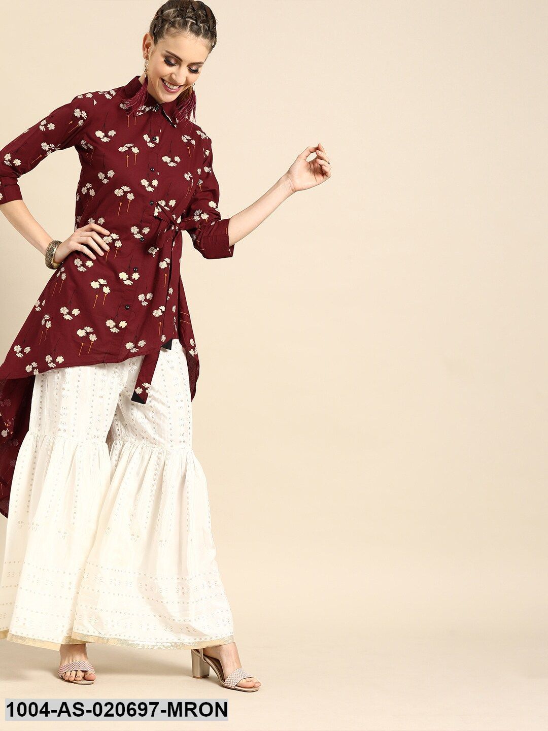 Asymmetric Tunic With front tie-up detail