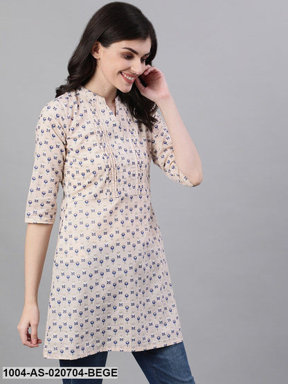 Beige & Blue Printed Tunic