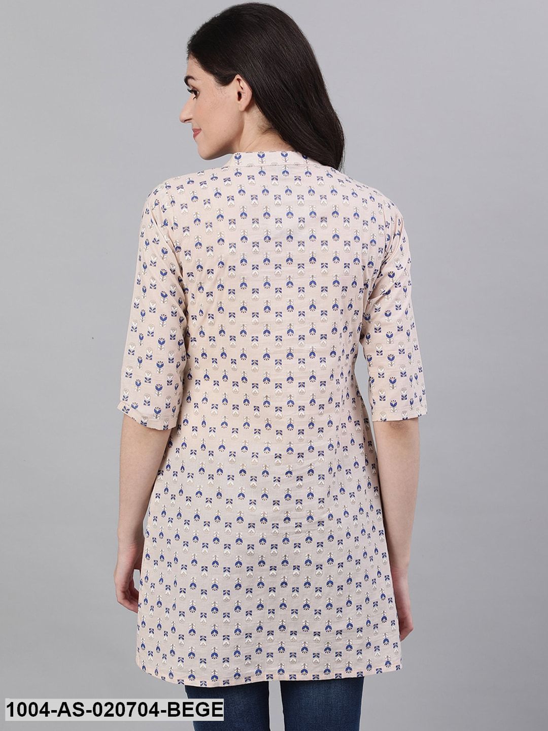 Beige & Blue Printed Tunic