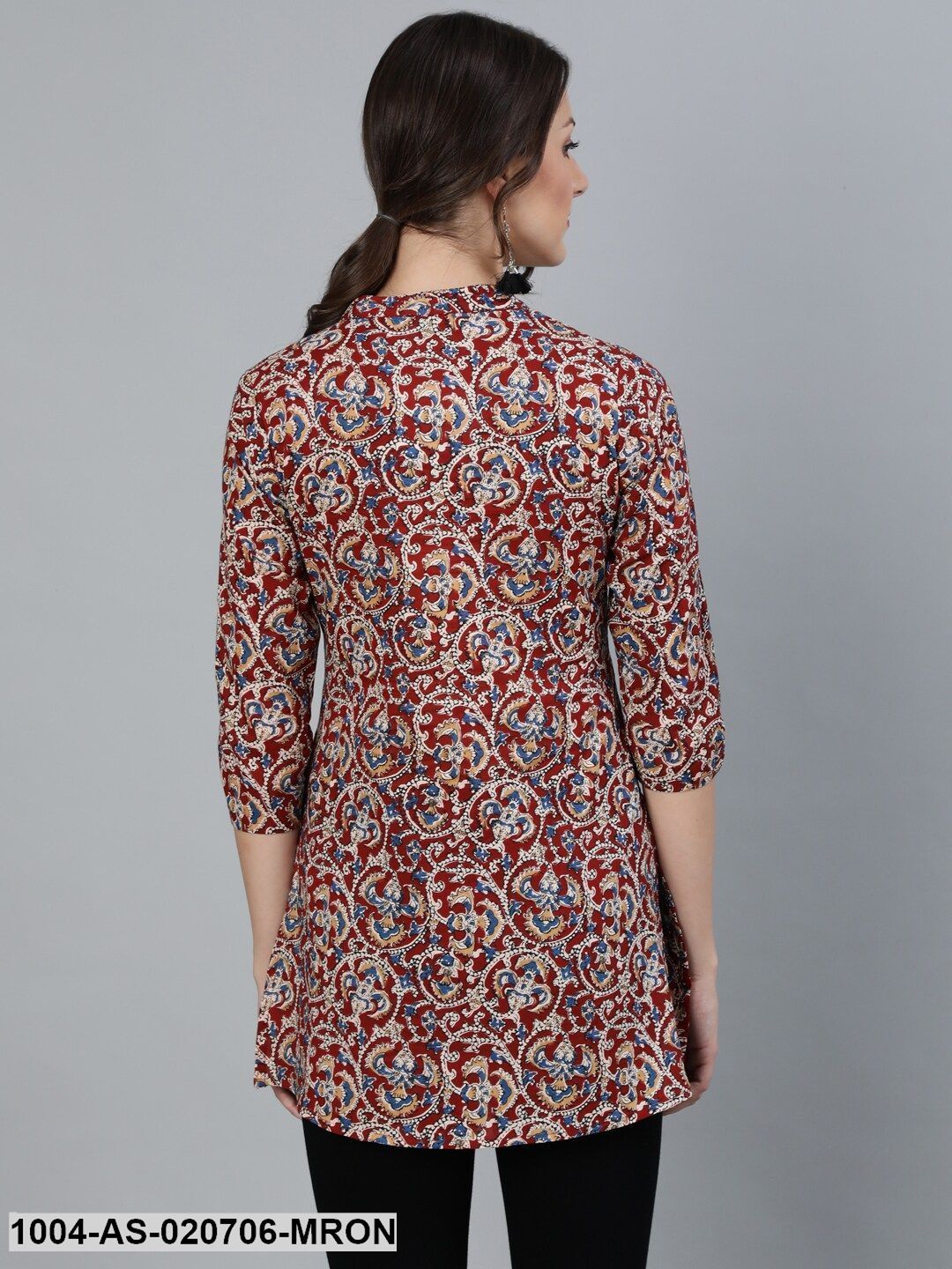 Maroon &amp; Cream-Coloured Printed Tunic