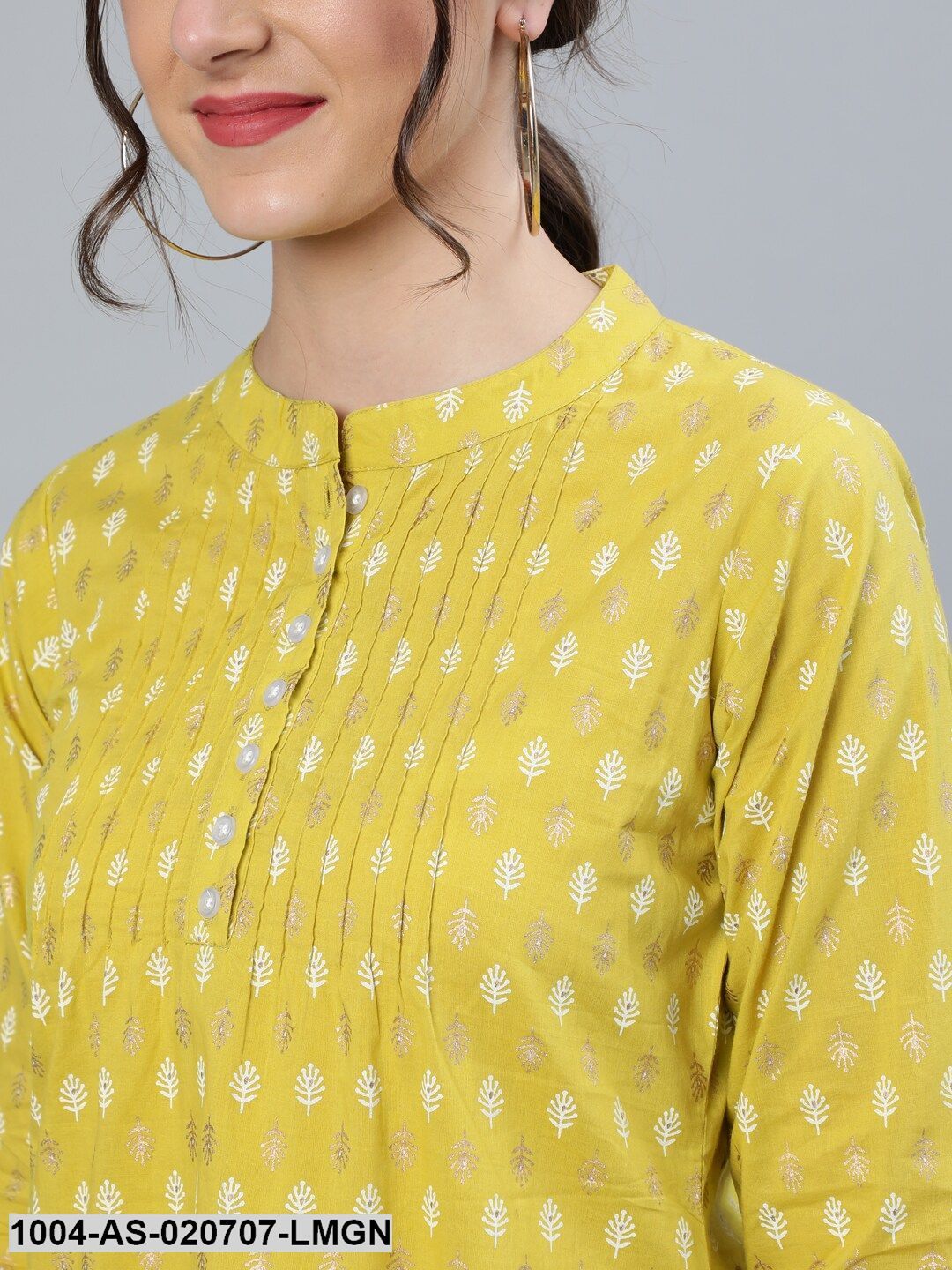 Lime Green & White Printed Tunic