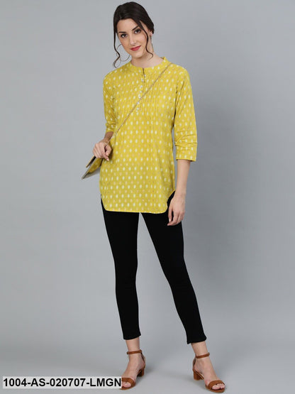 Lime Green & White Printed Tunic