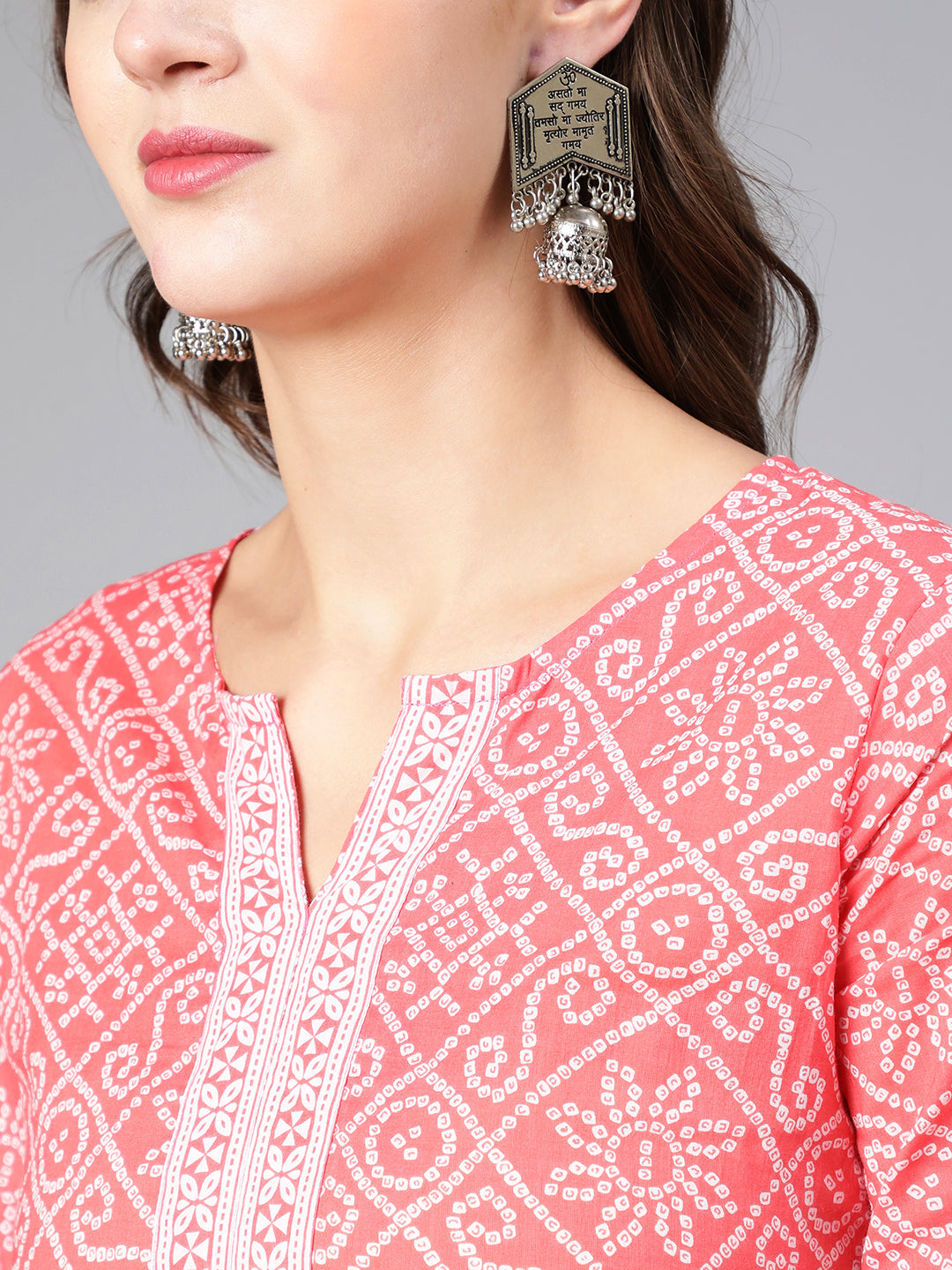 Pink Bandhani Printed Straight Tunic