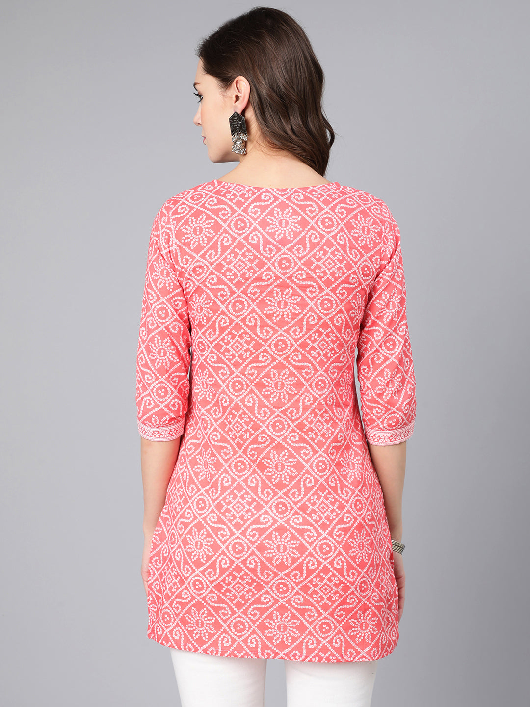 Pink Bandhani Printed Straight Tunic