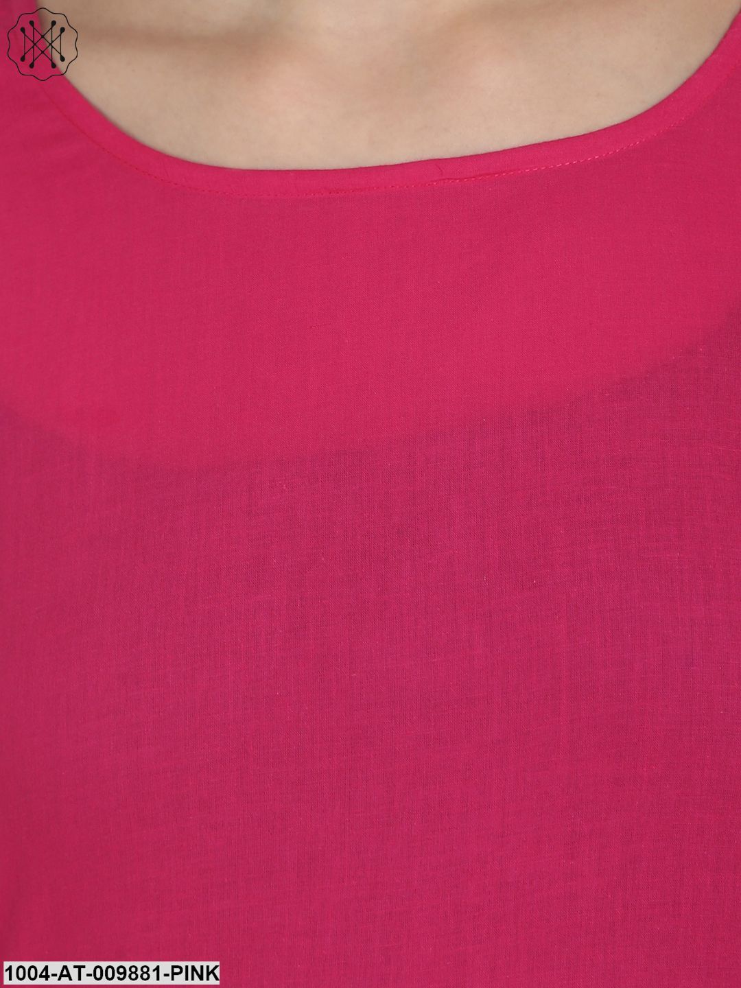 Pink 3/4Th Sleeve Cotton Anarkali Kurta