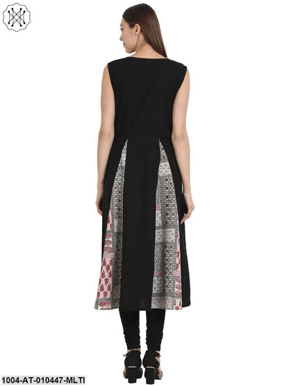 Women Printed Multi Sleeveless Scoop Neck Cotton A-Line Kurta